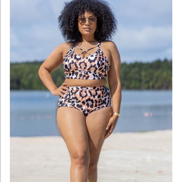 high waisted leopard bathing suit